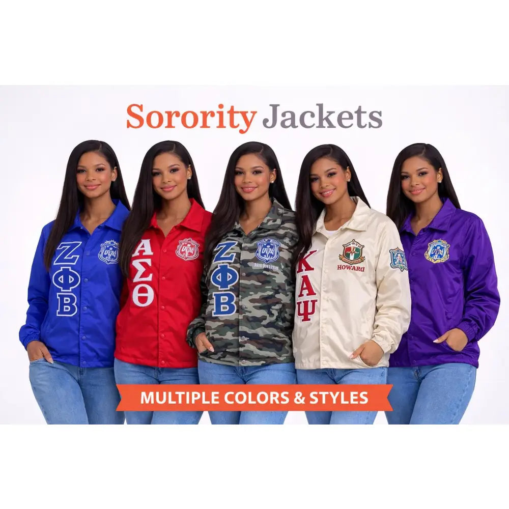 Royal Blue / Gold Sigma Gamma Rho Custom Line Jacket with personalized front, back, and sleeve embroidery