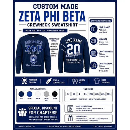 Royal Blue / Black Zeta Phi Beta Custom Line Jacket with personalized front, back, and sleeve embroidery