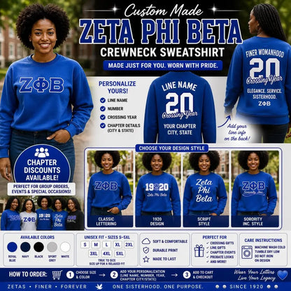 Red Zeta Phi Beta Custom Line Jacket with personalized front, back, and sleeve embroidery