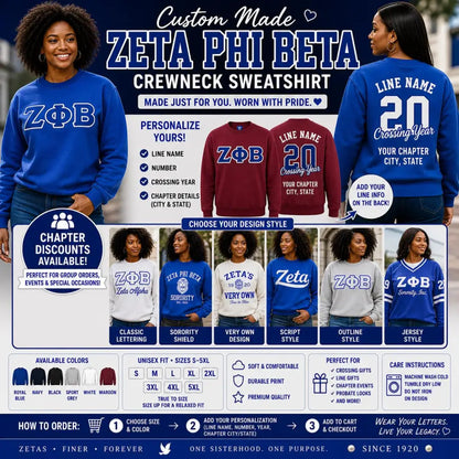 Red Zeta Phi Beta Custom Line Jacket with personalized front, back, and sleeve embroidery