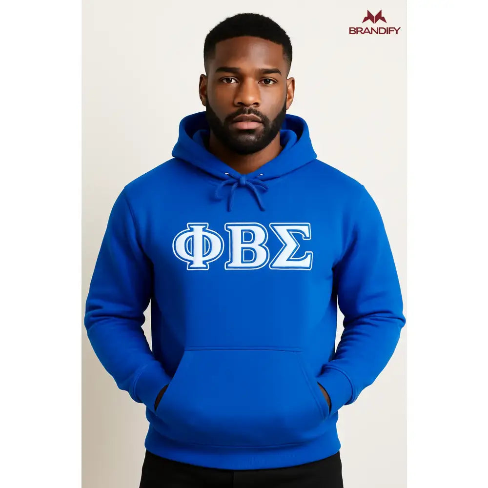 Custom Phi Beta Sigma Hoodie front view with personalized royal blue and white design