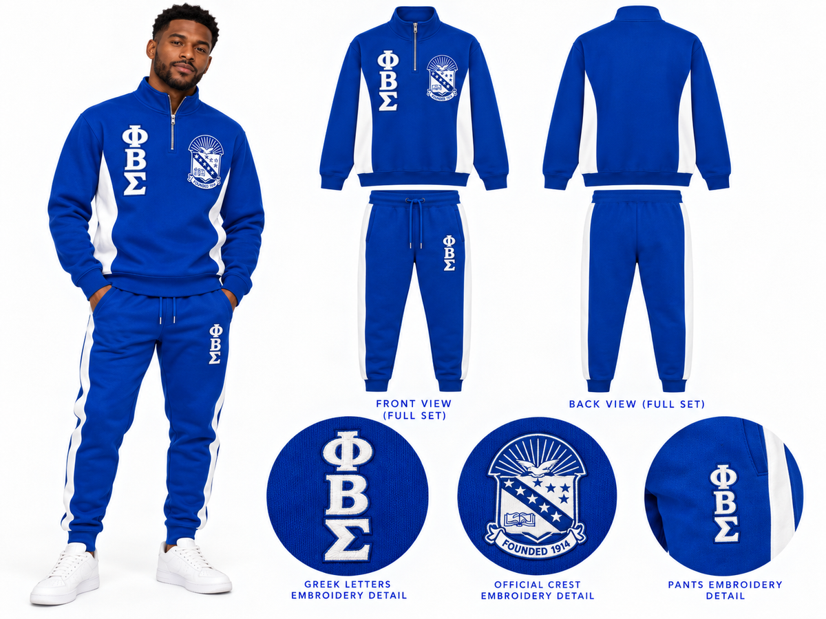 Custom Phi Beta Sigma embroidered two-piece track suit