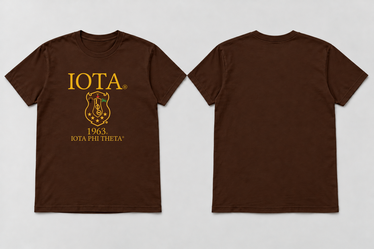 Approved Iota Phi Theta charcoal brown IOTA Shield 1963 T-shirt