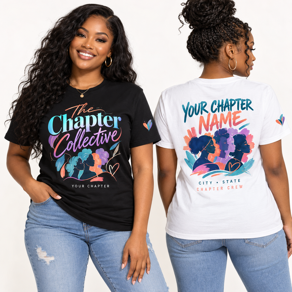 Custom Sorority The Chapter Collective chapter group shirt on models