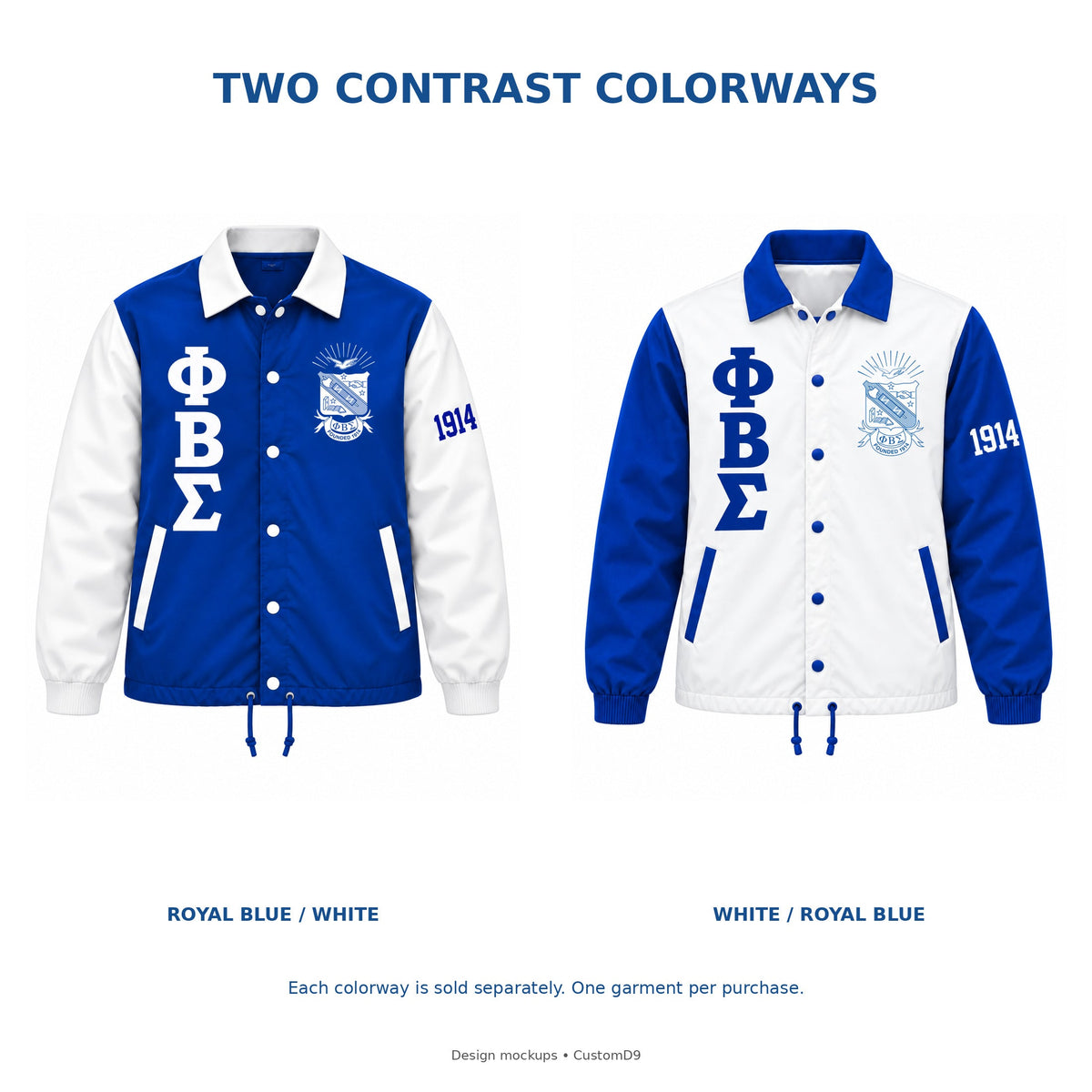 Officially Licensed Phi Beta Sigma White & Royal Blue Line Jacket – Custom Embroidery additional image 3
