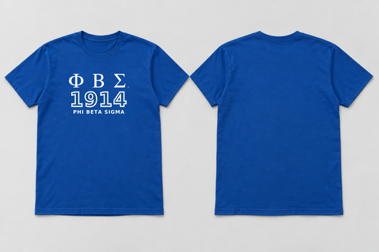 Approved Phi Beta Sigma royal blue Greek 1914 T-shirt