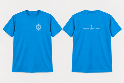 Approved Kappa Kappa Gamma Gamma Blue Chest Crest Back Brandmark T-shirt