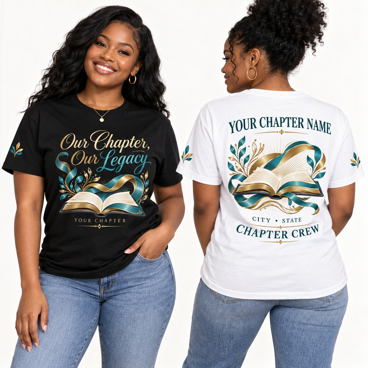 Custom Sorority Our Chapter, Our Legacy chapter group shirt on models