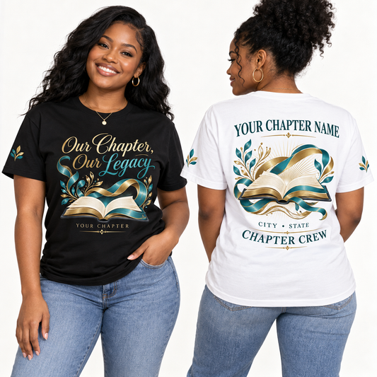 Custom Sorority Our Chapter, Our Legacy chapter group shirt on models
