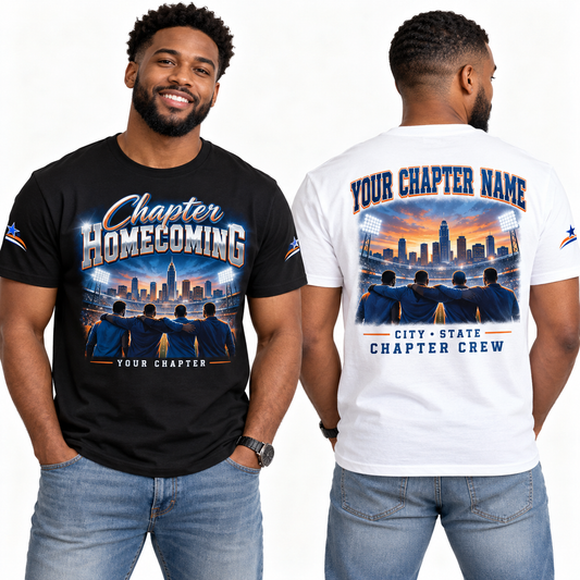 Custom Fraternity Chapter Homecoming chapter group shirt on models