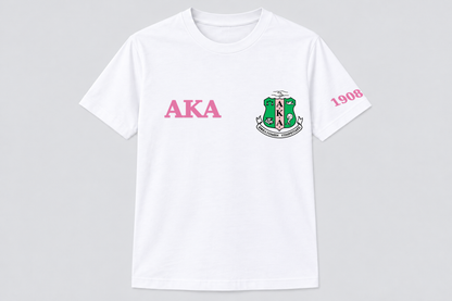 Alpha Kappa Alpha White classic printed T-shirt — shirt-only mockup