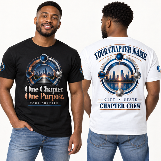 Custom Fraternity One Chapter. One Purpose. chapter group shirt on models