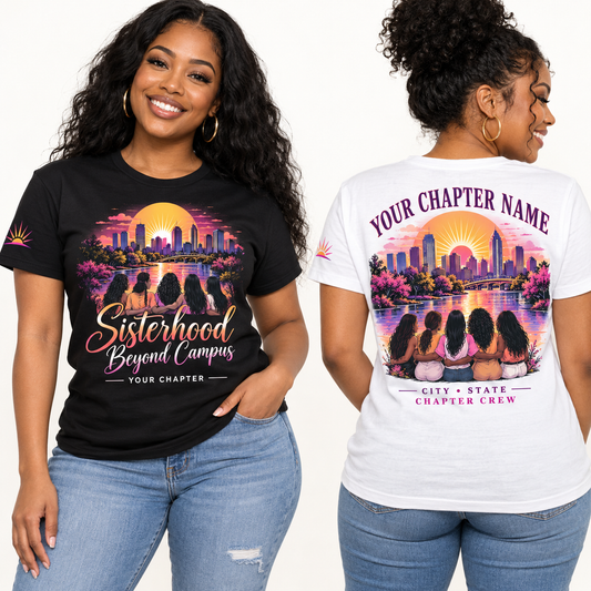 Custom Sorority Sisterhood Beyond Campus chapter group shirt on models