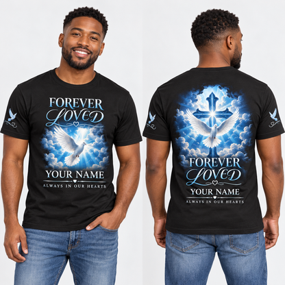 Custom Memorial & Tribute printed T-shirt on model