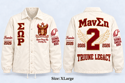 Custom embroidered Sigma Omega Rho Triune Legacy line jacket 2
