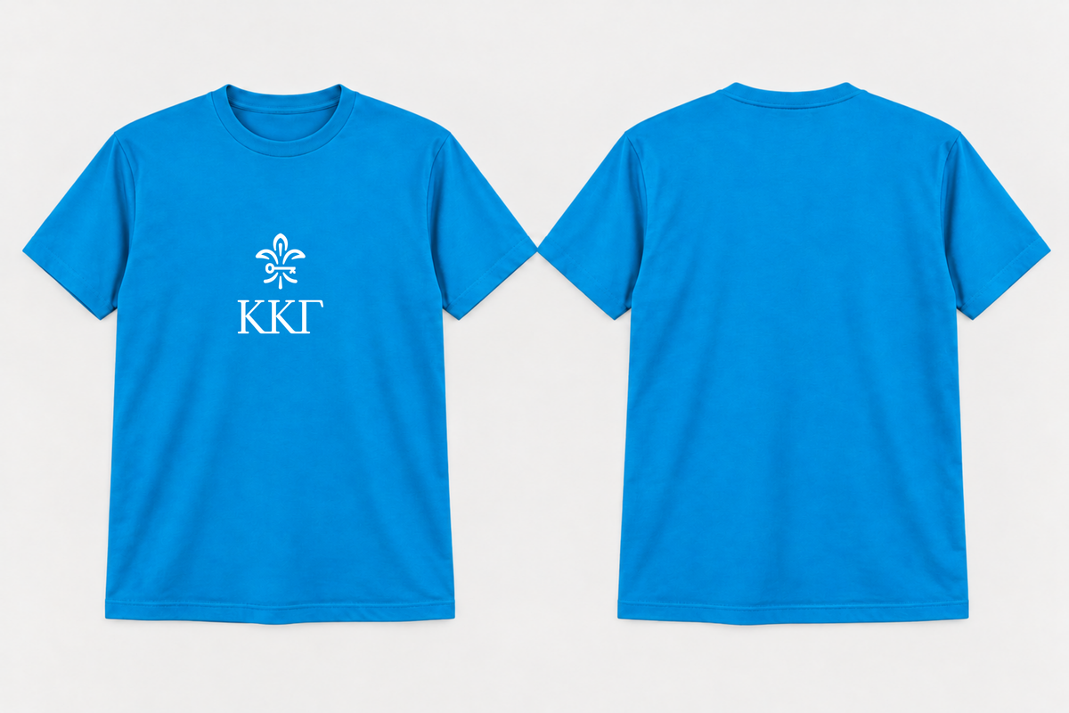 Approved Kappa Kappa Gamma Gamma Blue Stacked Greek Key T-shirt