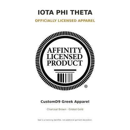 Officially Licensed Iota Phi Theta Apparel promotion using the authentic generic Affinity Licensed Product seal supplied by the merchant; not an extra garment decoration