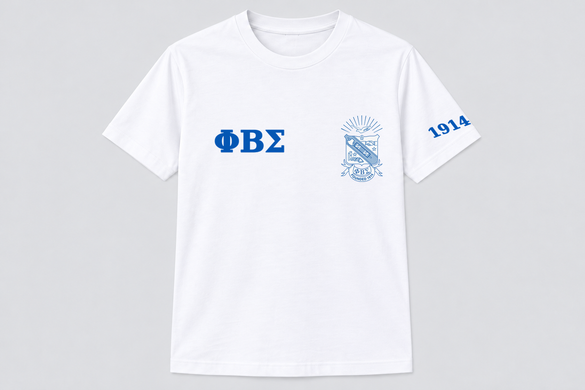 Phi Beta Sigma White classic printed T-shirt — shirt-only mockup
