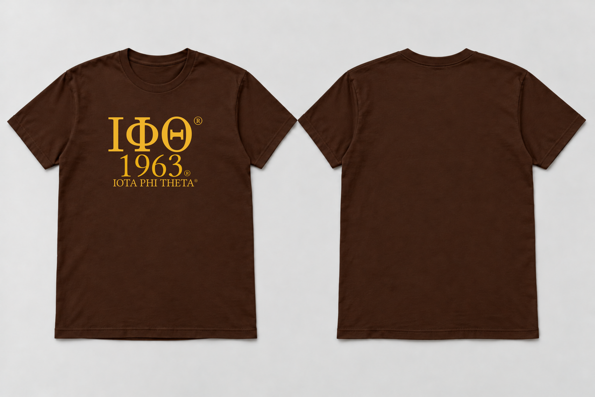 Approved Iota Phi Theta charcoal brown Greek 1963 T-shirt