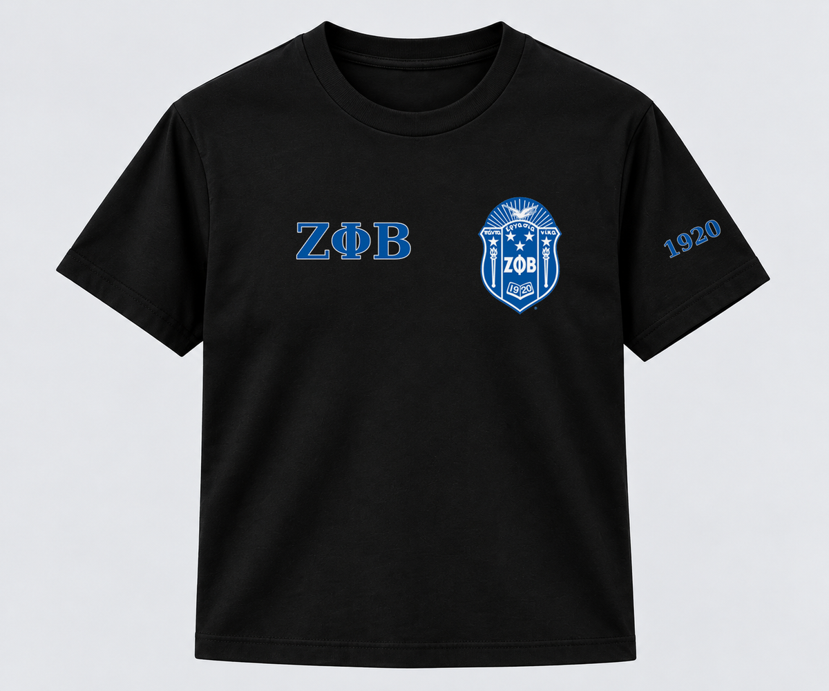 Zeta Phi Beta Black classic printed T-shirt — shirt-only mockup
