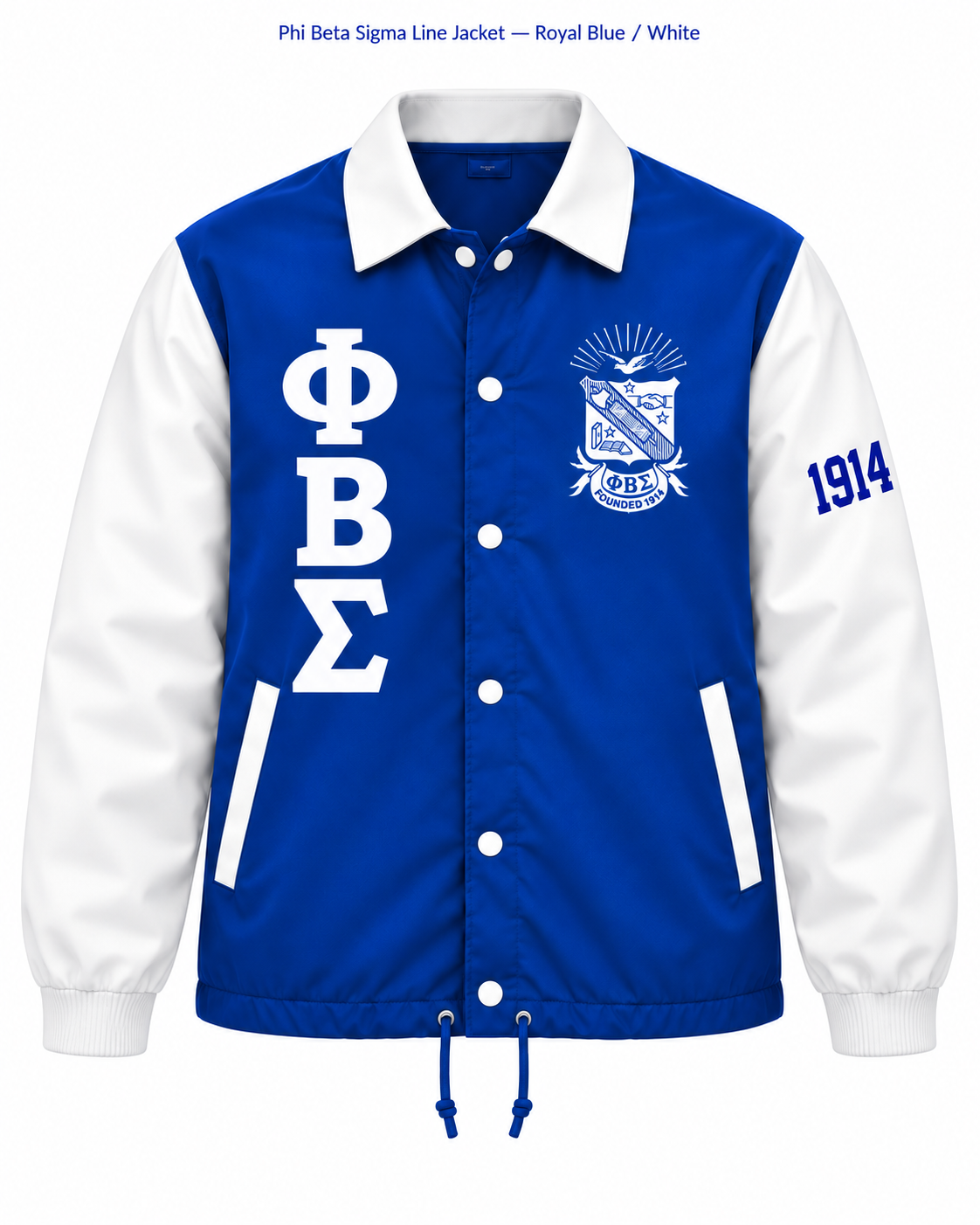 Officially Licensed Phi Beta Sigma Contrast Line Jacket – Royal Blue / White approved product image