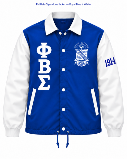 Officially Licensed Phi Beta Sigma Contrast Line Jacket – Royal Blue / White approved product image