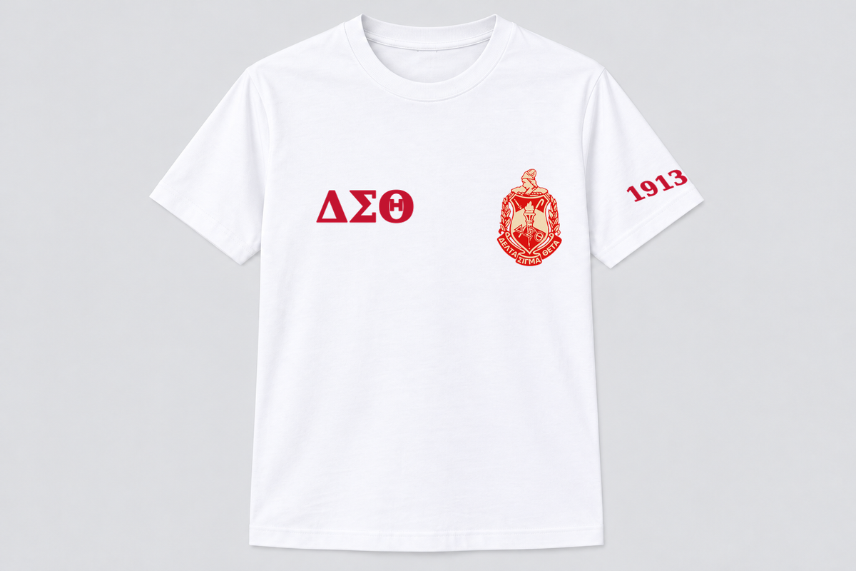 Delta Sigma Theta White classic printed T-shirt — shirt-only mockup