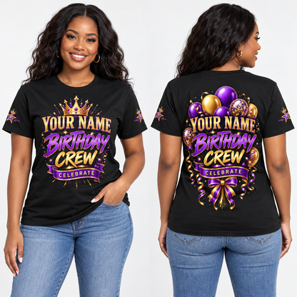 Custom Birthday printed T-shirt on model