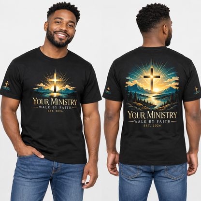 Custom Church & Ministry printed T-shirt on model