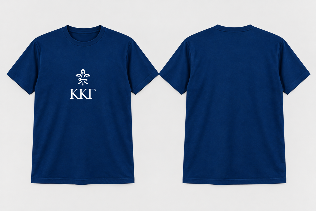 Approved Kappa Kappa Gamma Kappa Blue Stacked Greek Key T-shirt