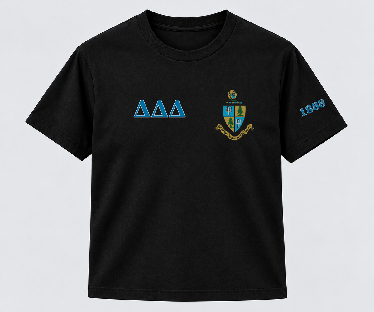 Delta Delta Delta Black classic printed T-shirt — shirt-only mockup