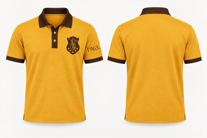 Officially Licensed Iota Phi Theta Gilded Gold & Charcoal Brown Polo – Custom Embroidery approved product image