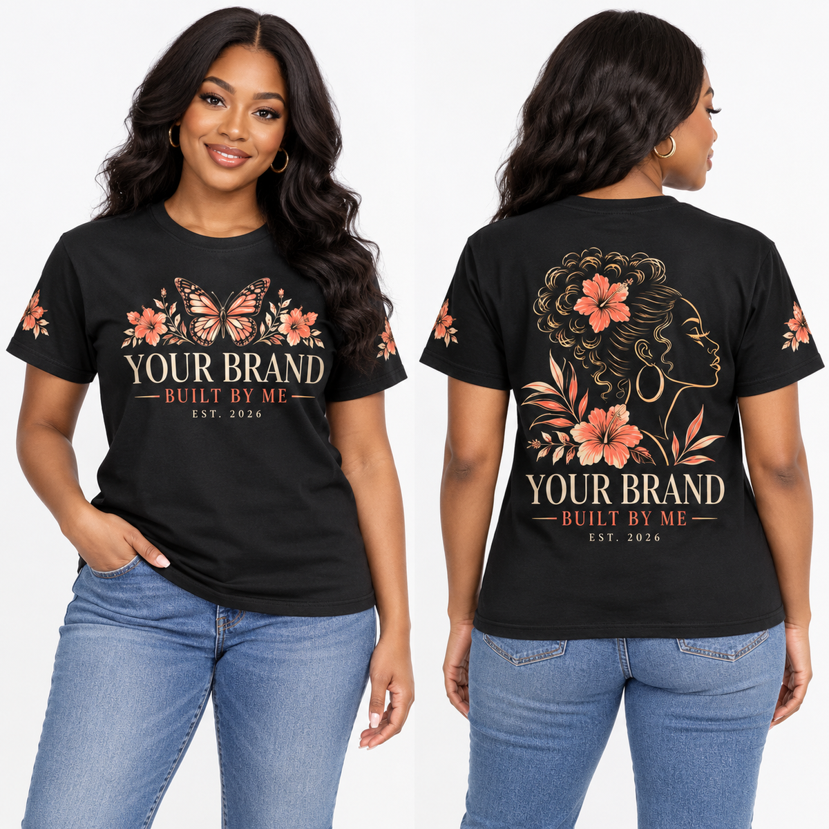 Custom Vendor & Entrepreneur printed T-shirt on model
