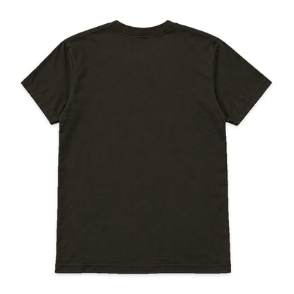 Digital back-view mockup of the charcoal brown Iota Phi Theta T-shirt; standard As Shown back is undecorated