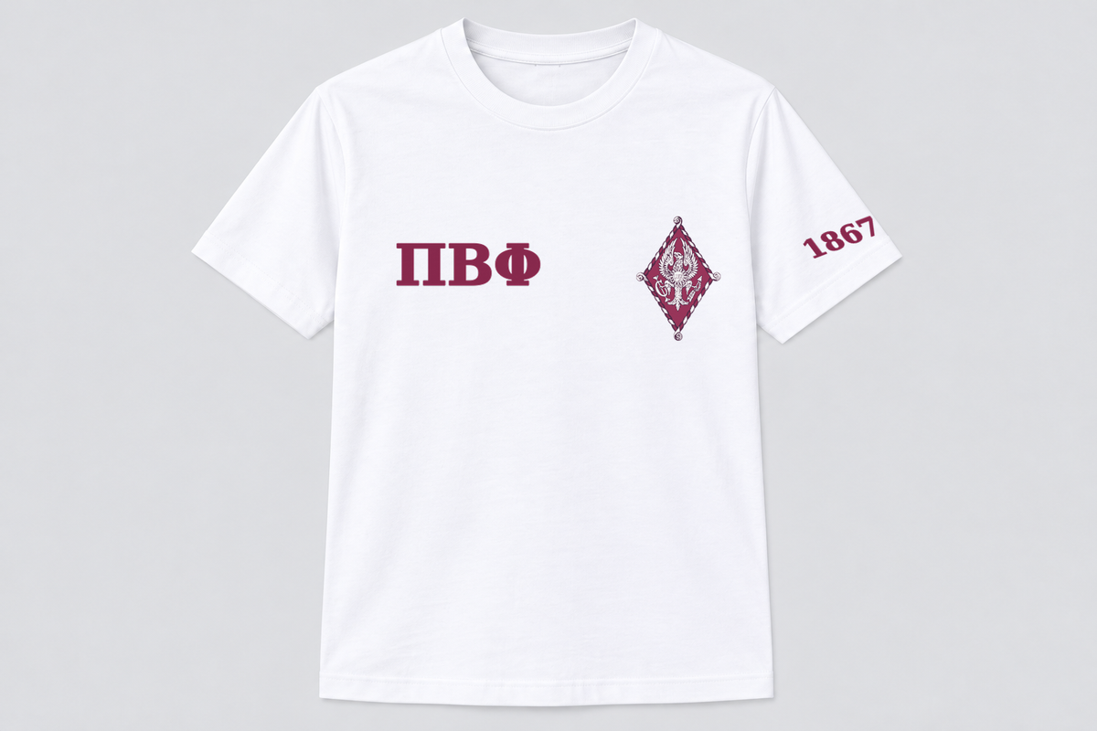 Pi Beta Phi White classic printed T-shirt — shirt-only mockup