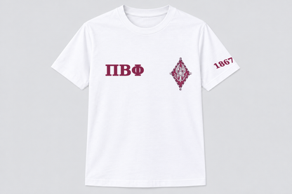 Pi Beta Phi White classic printed T-shirt — shirt-only mockup