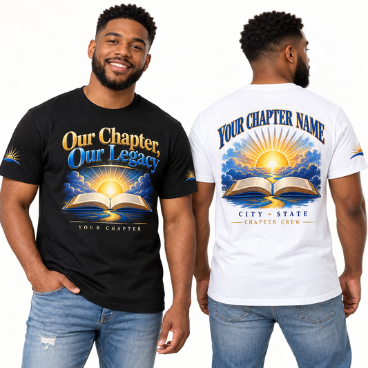 Custom Fraternity Our Chapter, Our Legacy chapter group shirt on models