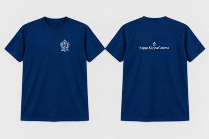 Approved Kappa Kappa Gamma Kappa Blue Chest Crest Back Brandmark T-shirt