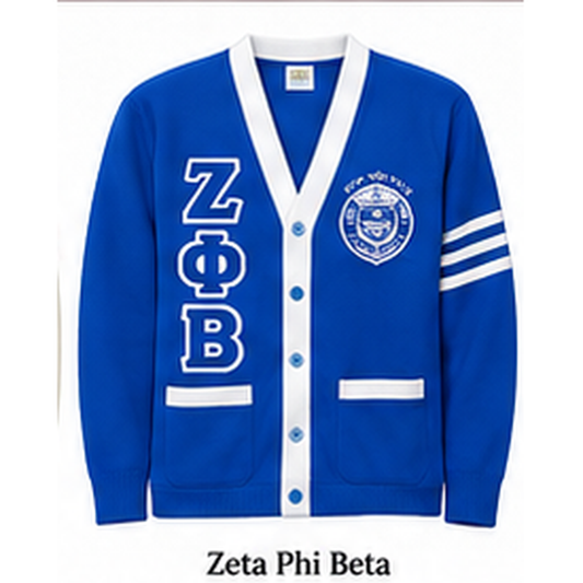 Alpha Phi Alpha black and gold custom embroidered cardigan