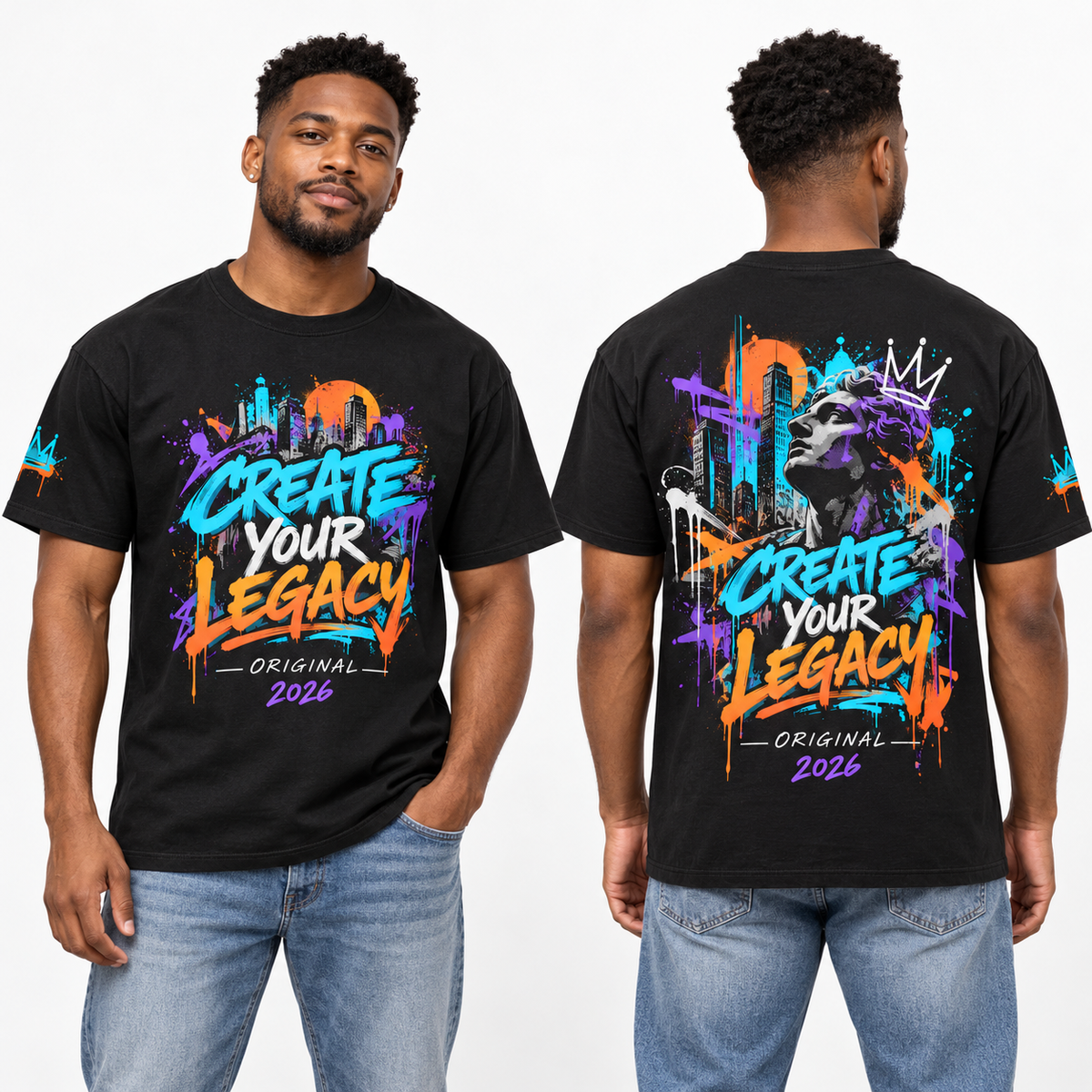 Custom Streetwear Graphic printed T-shirt on model