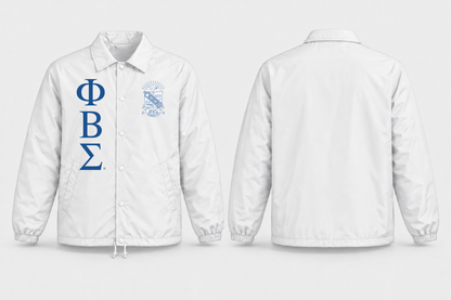 Officially Licensed Phi Beta Sigma White & Royal Blue Line Jacket – Custom Embroidery approved product image