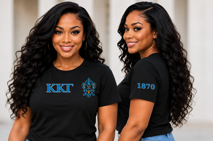 Kappa Kappa Gamma Black classic printed T-shirt — model front and side