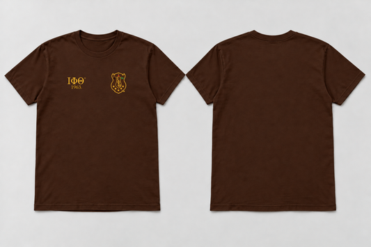 Approved Iota Phi Theta charcoal brown Classic Chest Crest Letters T-shirt