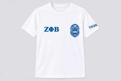 Zeta Phi Beta White classic printed T-shirt — shirt-only mockup