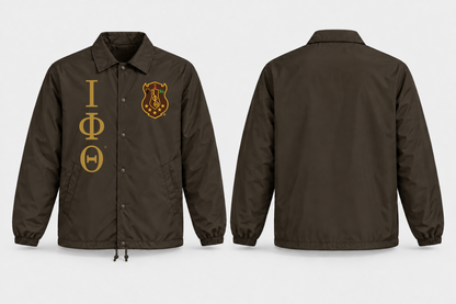 Officially Licensed Iota Phi Theta Charcoal Brown & Gilded Gold Line Jacket – Custom Embroidery approved product image