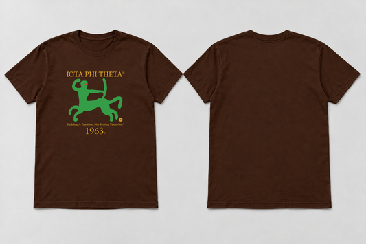 Approved Iota Phi Theta charcoal brown Centaur Motto 1963 T-shirt