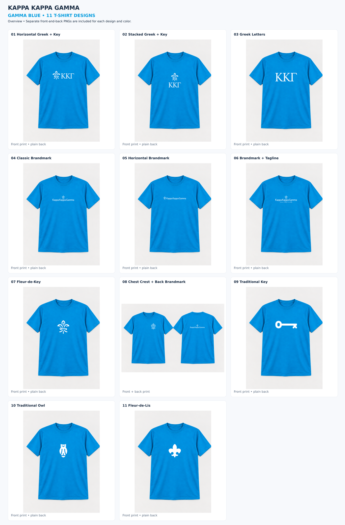 Kappa Kappa Gamma Gamma Blue approved T-shirt collection