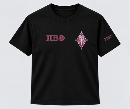 Pi Beta Phi Black classic printed T-shirt — shirt-only mockup