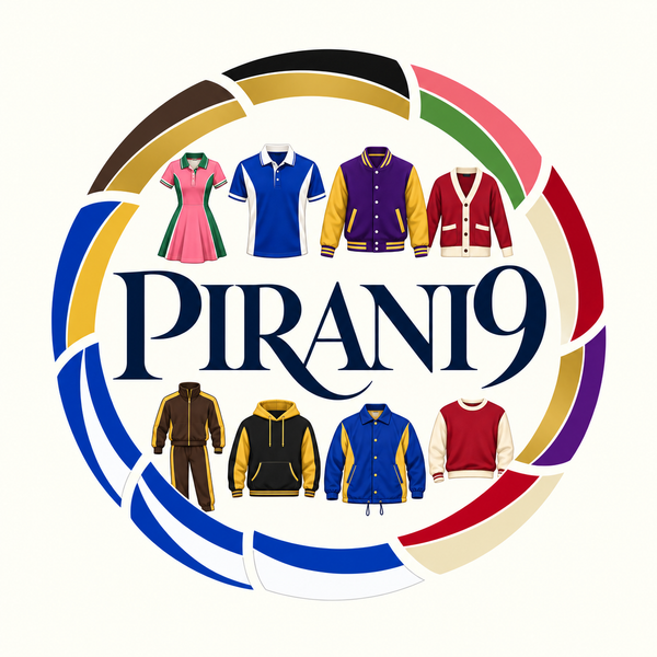 Pirani9 apparel logo with a ring of Divine Nine colors