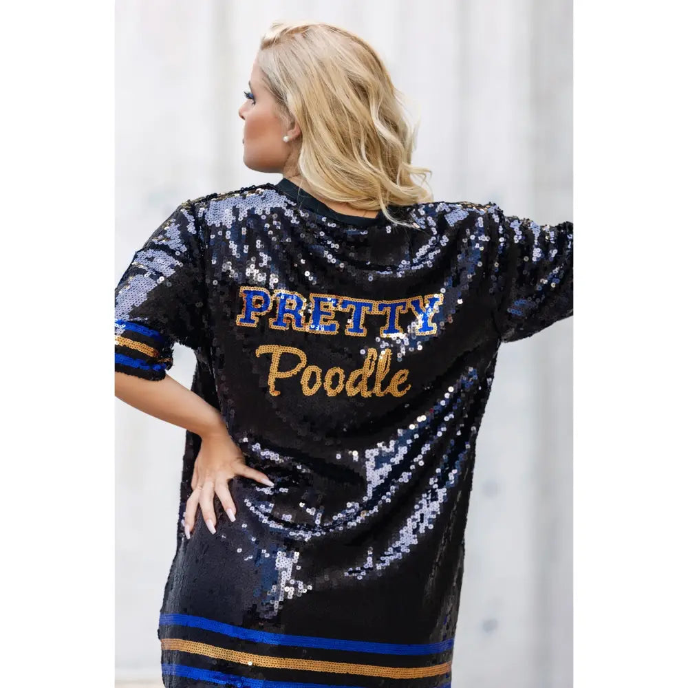 Custom Sigma Gamma Rho Sequin Jersey sleeve view with chapter and crossing year details